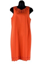 J.Crew Women's Orange Laser Cut Sleeveless Sheath Dress Midi Sundress Ssz 8
