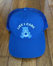 Care Bears Grumpy Bear LIKE I CARE Blue Baseball TRUCKER HAT OSFA NEW
