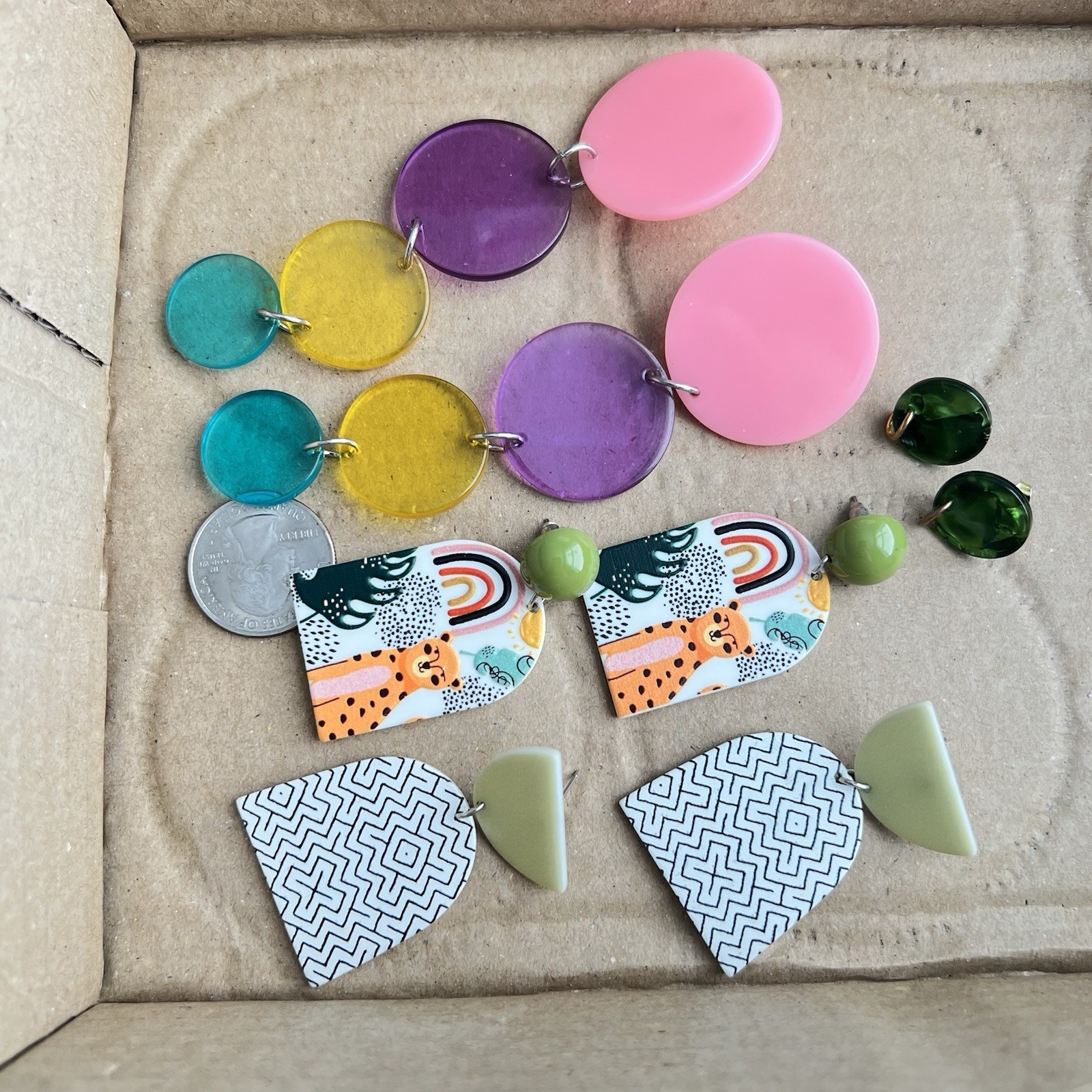 Kitschy Earring Lot Large Statement Colorful Jewe… - image 9