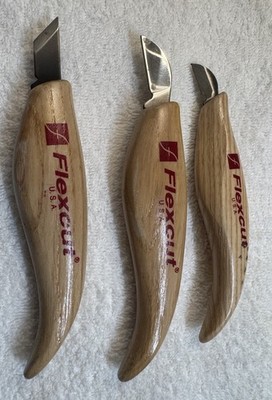 Flexcut Wood Carving Knife Set 3pc Detail Pelican Cutting Knives USA Made