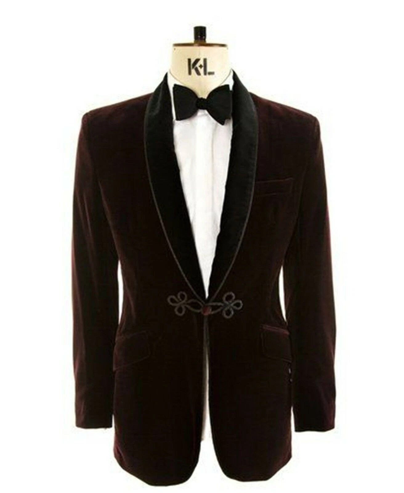 Men's Classic Burgundy Velvet Smoking Jacket Designer Tuxedo Blazer