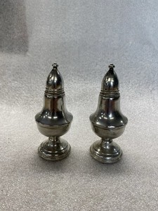 Vintage Sterling Silver Salt & Pepper Shakers Pair Mid Century
