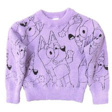Girls Purple Bluey Bingo Eyelash Glitter Long Sleeve Sweater