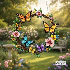 Custom Name Butterfly Acrylic Suncatcher Floral Window Decor Gift for Mom