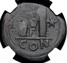 BYZANTINE. Justin I, AD 518-527. Æ Follis, Constantinople, NGC Fine