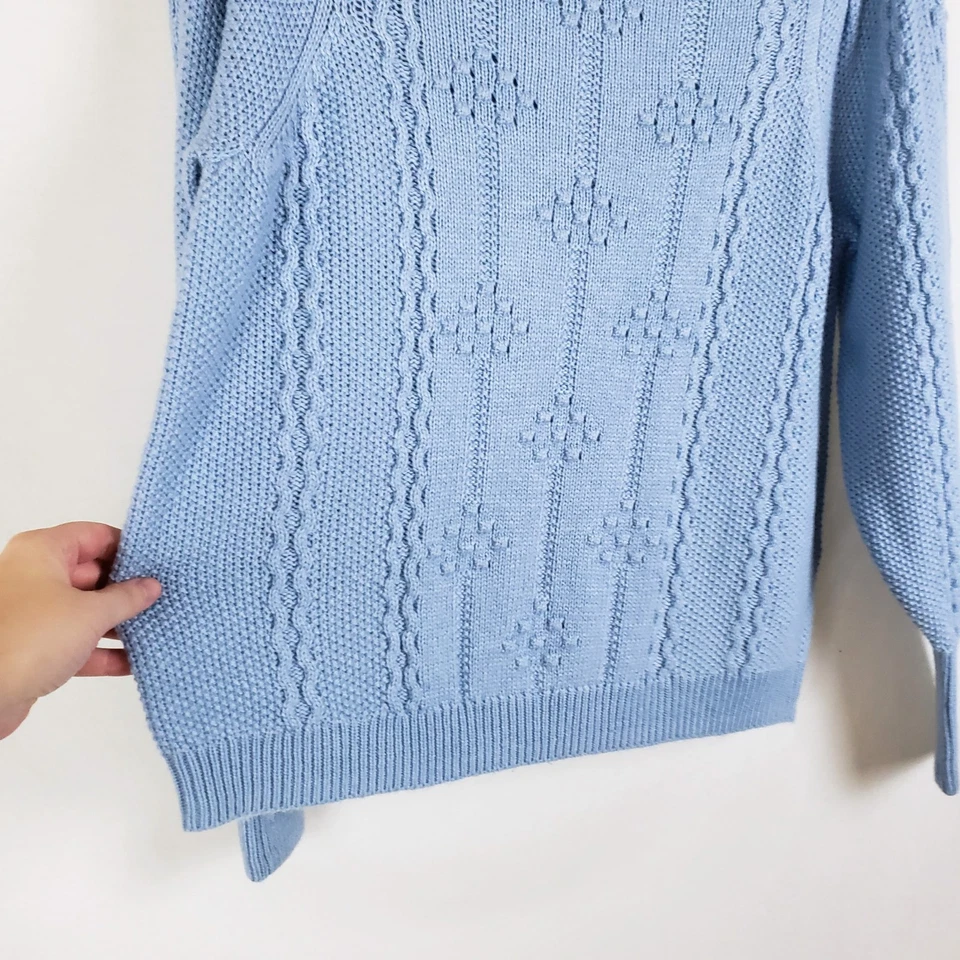 Suéter tejido con cable Per Una para mujer 14 lana en polvo azul suave niña Academia Twee Foto 3 de 4