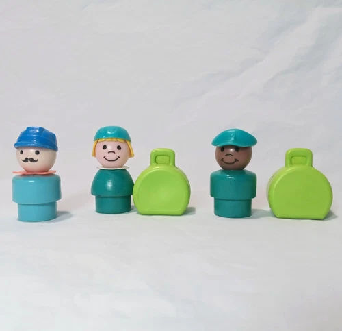 Vintage Little People Pilot Stewardess Luggage & Train Conductor