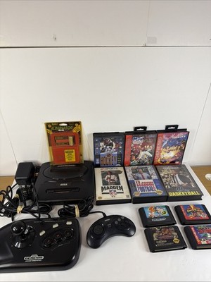 Sega Genesis Model II Bundle + 1 Arcade/1 Game Pad Cont+ 10 games & cables Naki