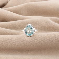 Sky Blue Topaz Gemstone 925 Sterling Silver Handmade Jewelry Ring For Engagement