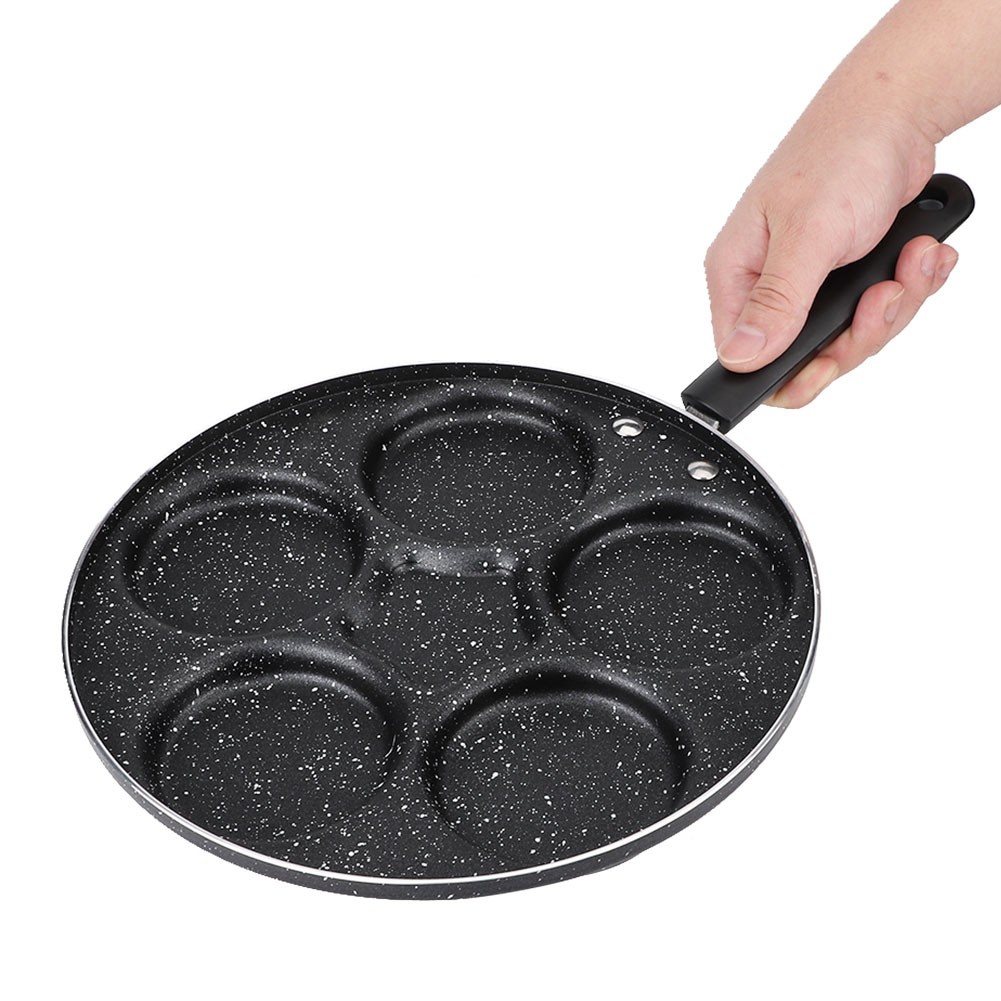 5 Round Holes Frying Pan Non Stick Eggs Cooking Pan Home Kitchen Cookware KRI✈️