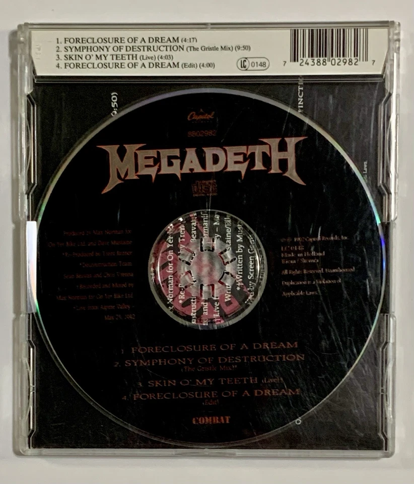 Megadeth Forclosure Of A Dream UK CD Single Nine Inch Nails Remix 1992 Capitol Foto 2 de 4