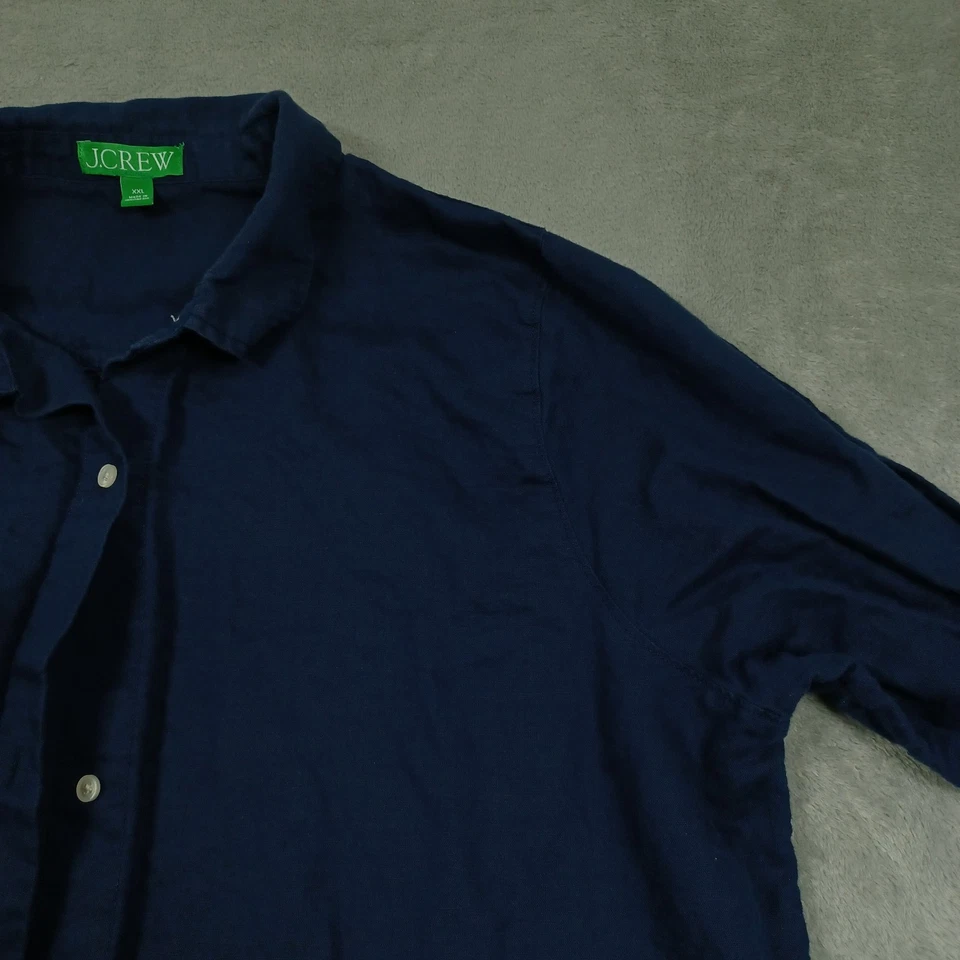 Vestido camisero J Crew para mujer XXL azul mezcla de lino bolsillos abotonados Preppy Foto 3 de 4