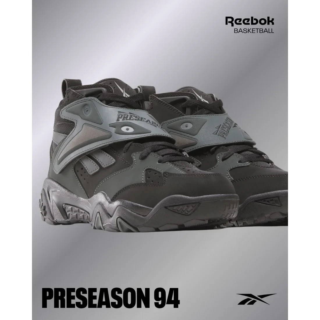 Reebok PRESEASON94 Basketball Black Black 100230670 Men's Sneakers