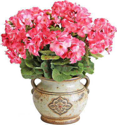 Realistic Artificial Geraniums, Faux Begonia Flowers for Spring Porch Refresh, F