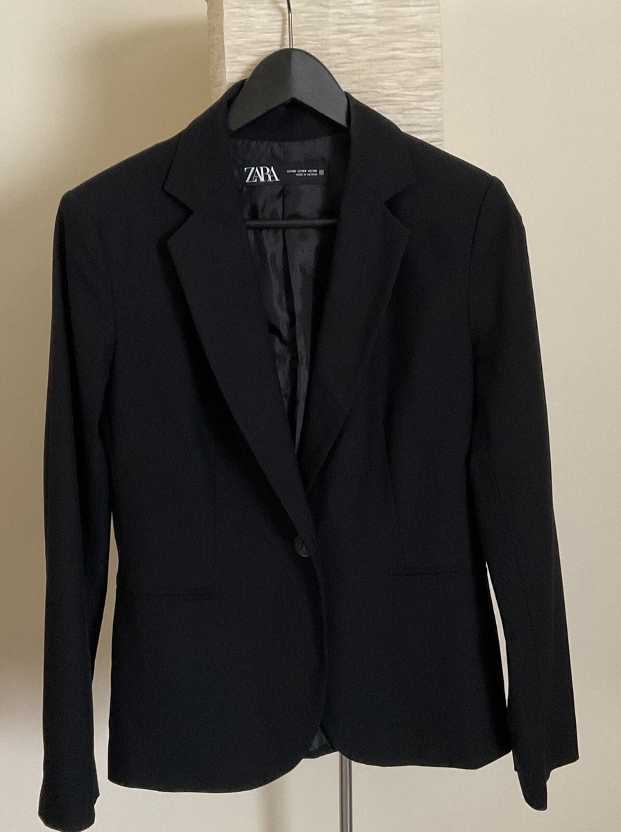 Zara Women's Slim Fit Black Blazer Suit Jacket Size