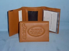New York NY JETS   Leather TriFold Wallet  NEW!   tan  ns bb