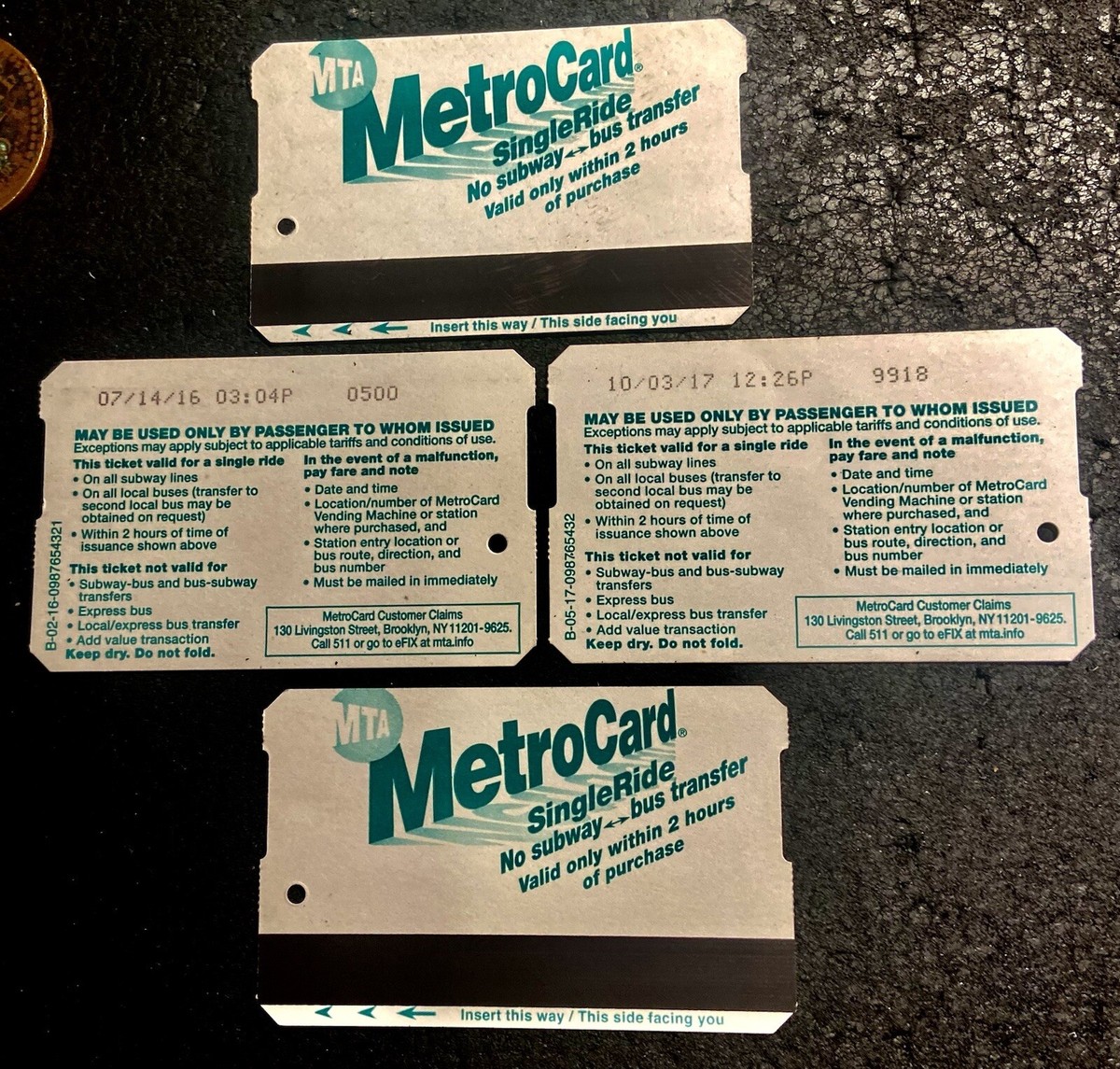 Expired Metrocard Transit . New York . Subway . SINGLE RIDE . SET