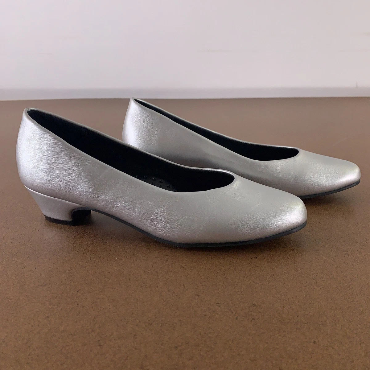 Buy SHUZ TOUCH Block Heel Silver Pumps Online