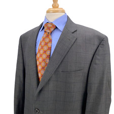 Jos A Bank Reserve Brownish Dark Gray Silk Wool Check Blazer Sport Jacket 46L