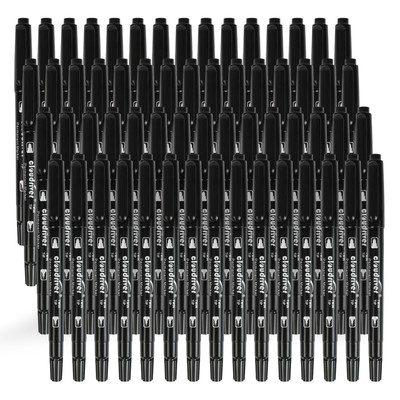 Ultra Fine Permanent Markers, 60 Bulk Pack Twin Tip Black Permanent Marker Se...
