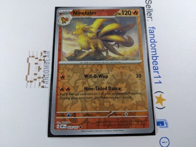ninetales pokemon card value 2023 Ninetales REVERSE HOLO card 029/197 SV Obsidian Flames 2023 Pokemon NM/LP