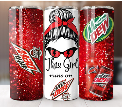 20oz Stainless Steel Tumbler Insulated Travel Mug This Girl Runs on Mountain Dew
