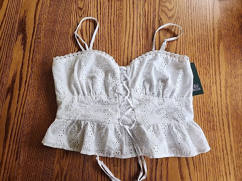 Wild Fable Women's Strappy Lace-Up Peplum Tank Top White Size Small