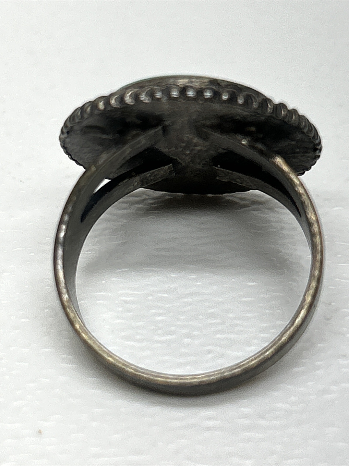Vintage Sterling Silver Ring Circular Cabochon Tu… - image 4