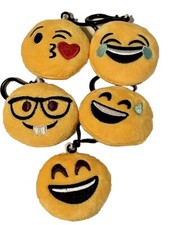Lot Of 5 Emoji Mini Plush Key Chain /Backpack Clips 2 New