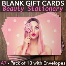 Gift Voucher Card Beauty Salon Manicure Makeup Facial Treatment x10 + Env.