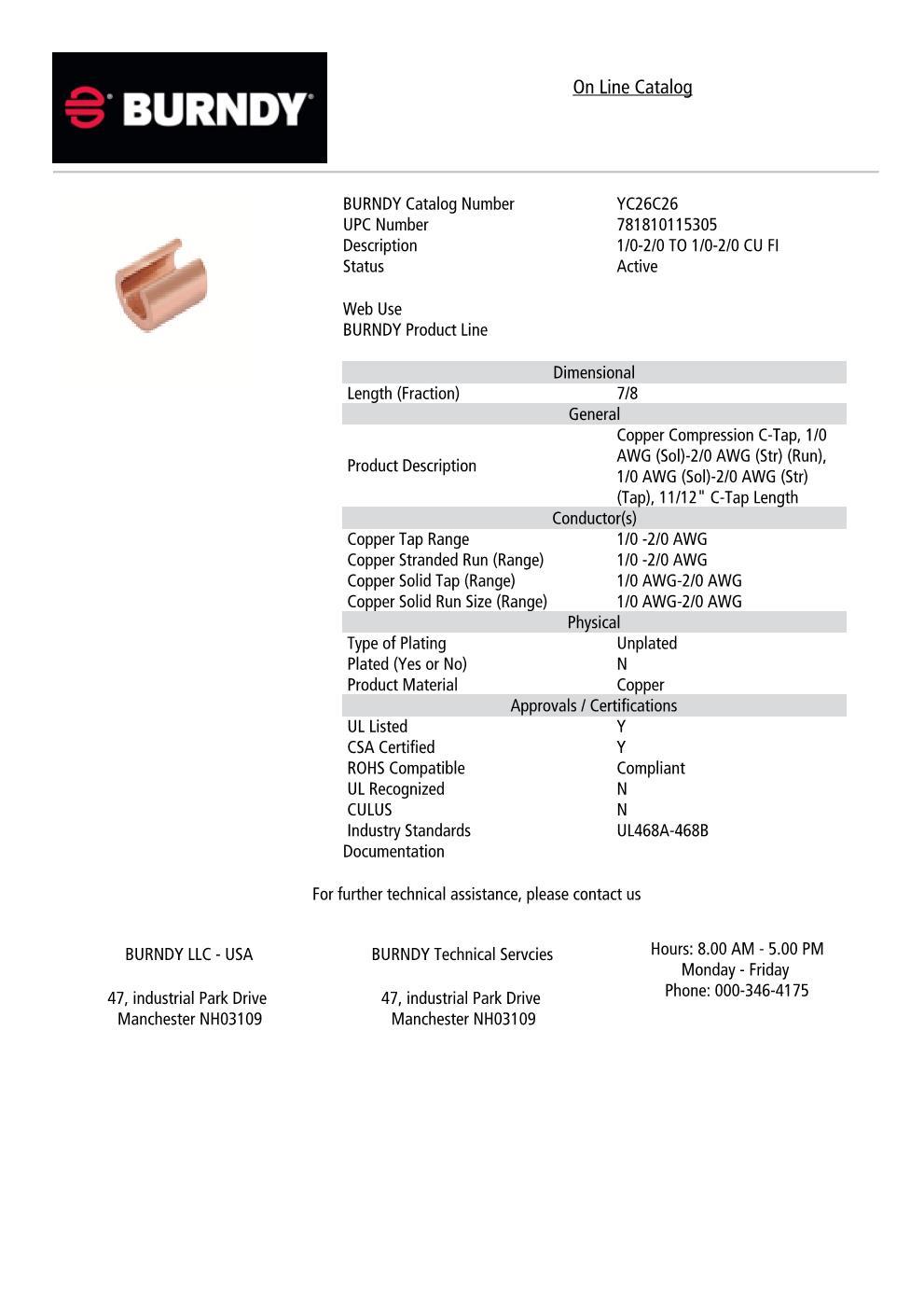 Burndy C Crimp Chart