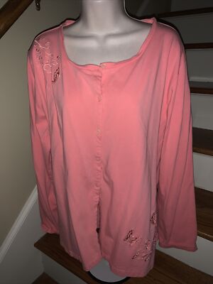 Decorated Originals Salmon Azalea Pink BUTTERFLY ADORNED Jacket Sz XXL   tb65