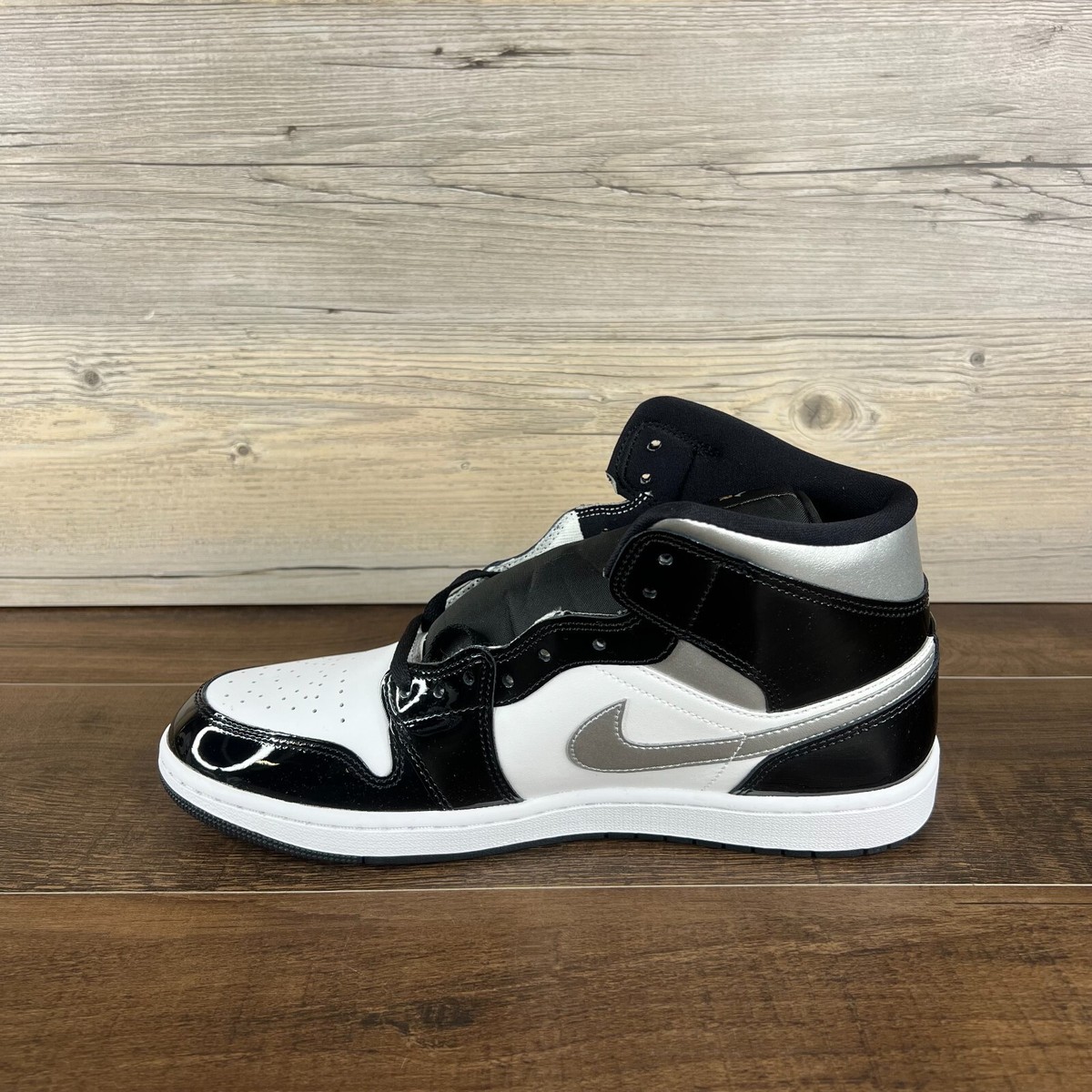 Size 13 - Air Jordan 1 SE Mid Black White Metallic Silver for sale