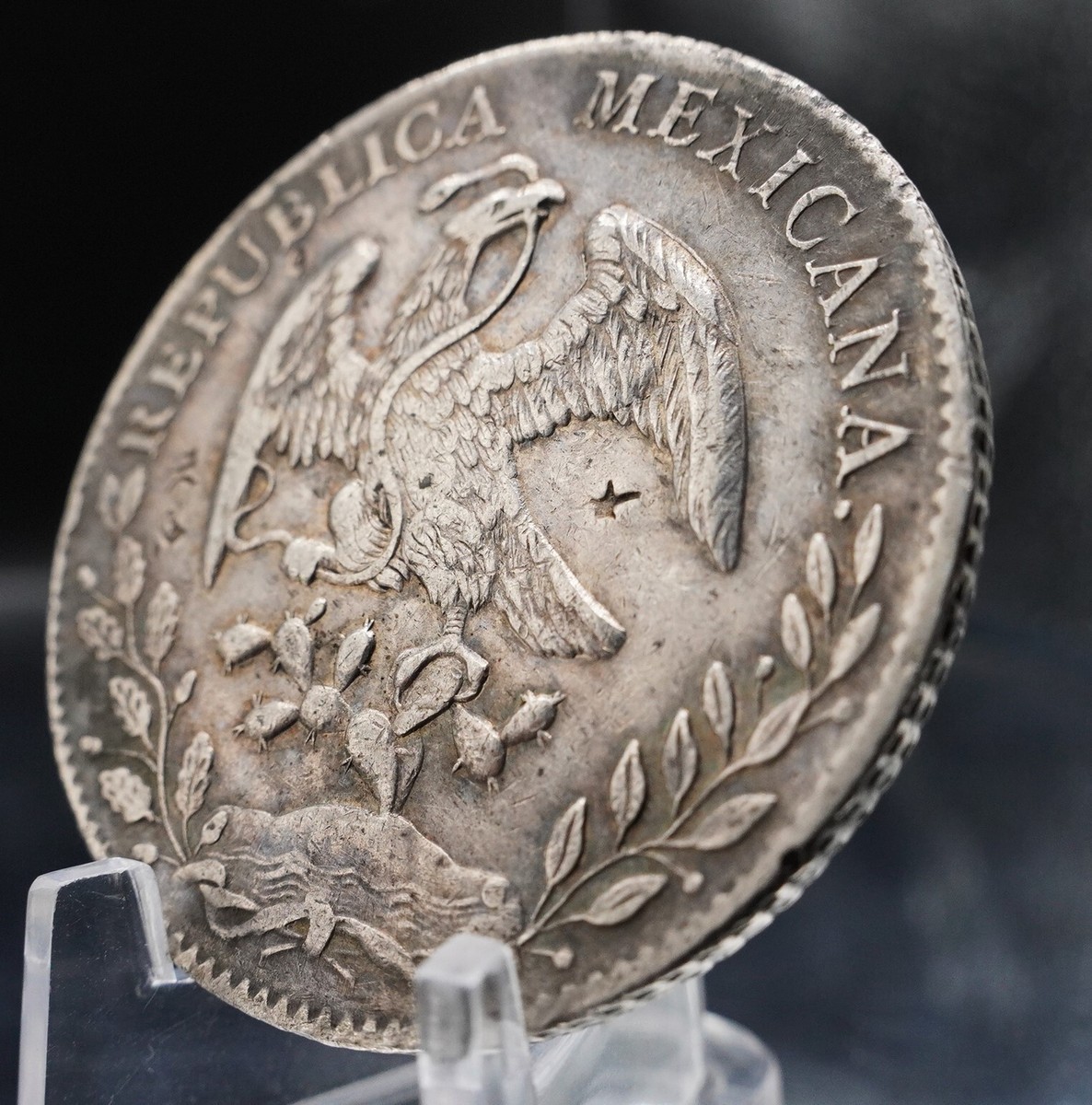 1891 Ca MM Mexico Silver 8 Reales Chopmark coin Republica Mexicana