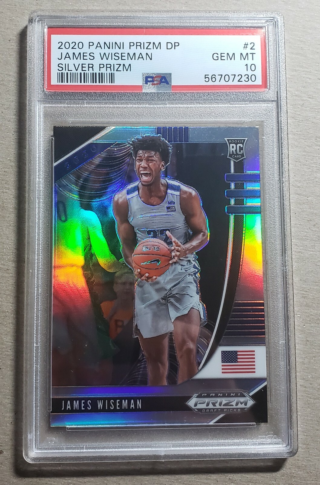 2020 Panini Prizm Draft Picks Silver Prizm James Wiseman Rookie PSA 10 RC #2