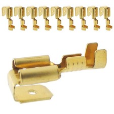 BRASS PIGGYBACK SPADE CONNECTORS WIRE PACK OF 10 6.3mm PUSH FIT CRIMP TERMINALS