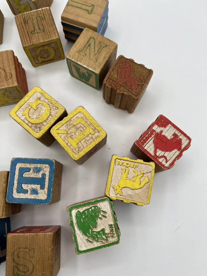 Vintage Alphabet And Some Animal Toy Blocks 24 Misc Blocks - Image 4 of 4