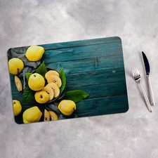 Platzset Tischmatte Platzdeckchen Platzmatte 45x30 Zitrone Früchte auf Holz