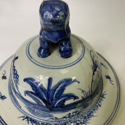 19th C Chinese Blue And White Lid cover Very Good. - Picture 3 of 11