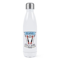Beware VerrüCkte Schifahren Mann Doppelwand Wasserflasche Sport Funny Skier Witz
