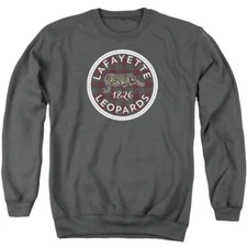 Lafayette College Adult Crewneck Sweatshirt Plaid Badge, Charcoal, S-3XL