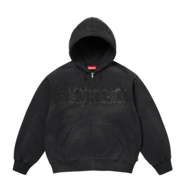 Supreme Leather Appliqué Zip Up Hooded Supreme Leather Applique Zip Up Hooded Sweatshirt Burnt Red