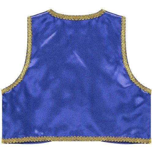 Kids Boys Arabian Prince Costume Sleeves Vest Waistcoat Performance Gold Edged - Picture 27 of 44