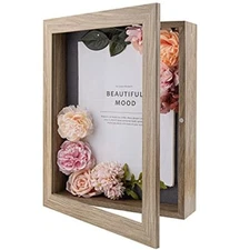 Shadow Box Frame Display Case, 2" Depth for 11x14 Collages Mementos, Light Brown