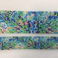 Beautiful ocean palm beach preppy inspired Grosgrain ribbon 5/8" 7/8" 1.5" 3  