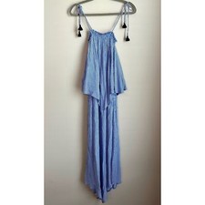 NWT Planet Blue Faithful the Brand Size Medium Escape Maxi Dress Blue and White