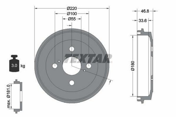 Bremstrommel Daihatsu T. Cuore/Materia/Sirion 1.0-1.5 05- Ohne Lager-image