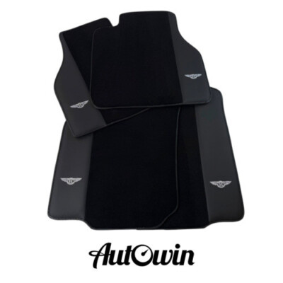 AutoWin Brand Black Floor Mats for Bentley Mulsanne (2010-2020) with Black Trim