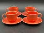 4 Fiesta Tea Cup And Saucer Sets Poppy (orange) Homer Laughlin HLC Fiestaware