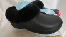 WOMEN S TOTES HOUSE SLIPPERS SIZE 9 M NEW BLACK LIGHTWEIGHT INDOOR/OUTDOOR SOLES